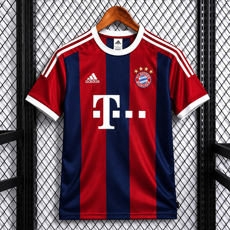 Bayern Munich 26/27 Bayern Munich Trefoil Retro Inspired Red Blue Short Sleeve Sweatshirt