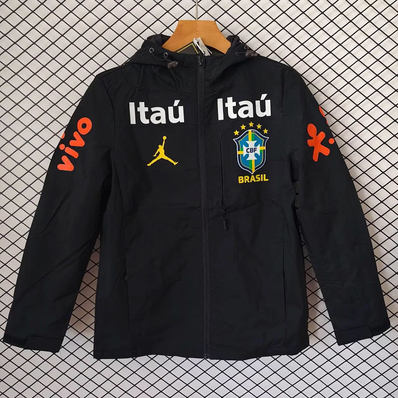 Brasile Brazil Black Windbreaker Jacket