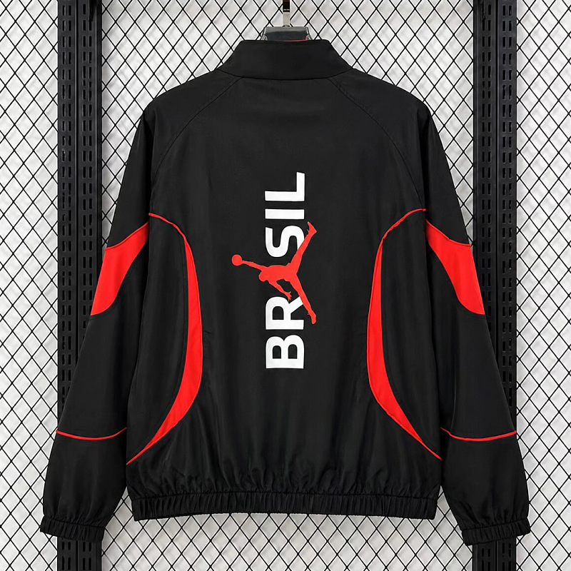 Brasile Brazil Black Red Anthem Windbreaker 6
