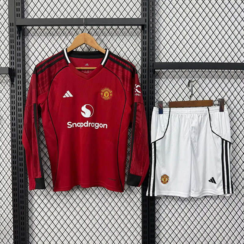 Manchester United 25/26 Manchester United Home Long Sleeve Kids Size 16-28