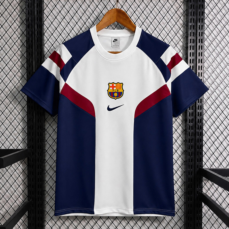 Barcelona 26/27 Barcelona Retro Inspired White Blue Short Sleeve Sweatshirt