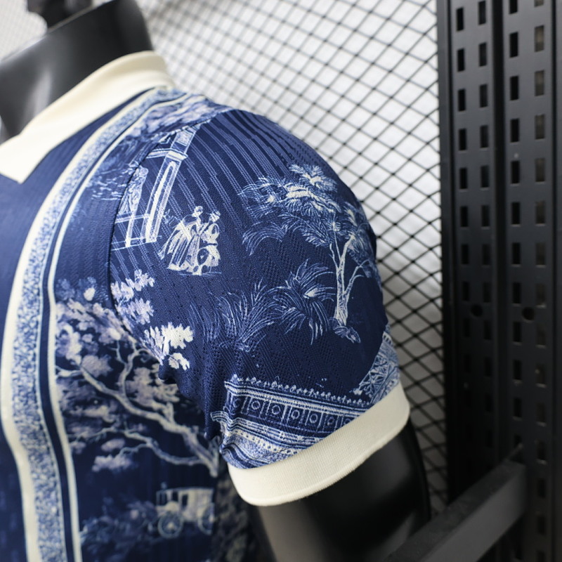 PSG 26/27 PSG x Dior Concept Toile de Jouy Navy Player Polo Shirt 5