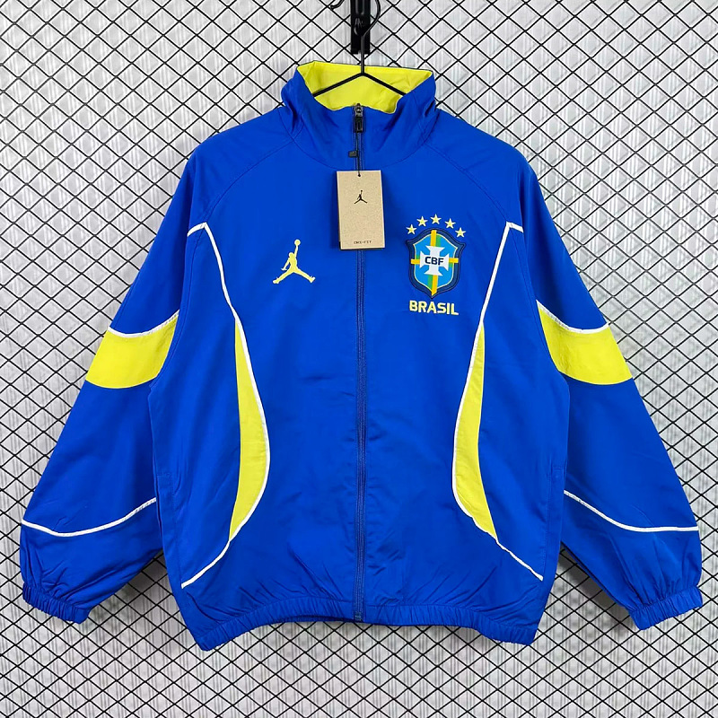 Brasile Brazil Blue Yellow Windbreaker