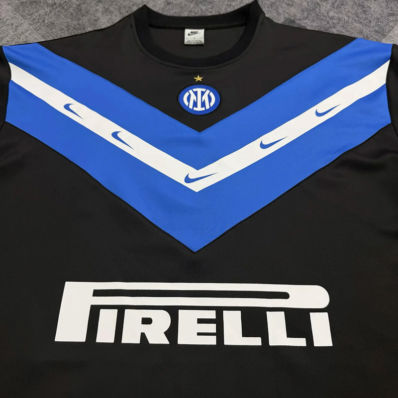 Inter 26/27 Inter Milan Retro Inspired Black Blue Short Sleeve Sweatshirt 4