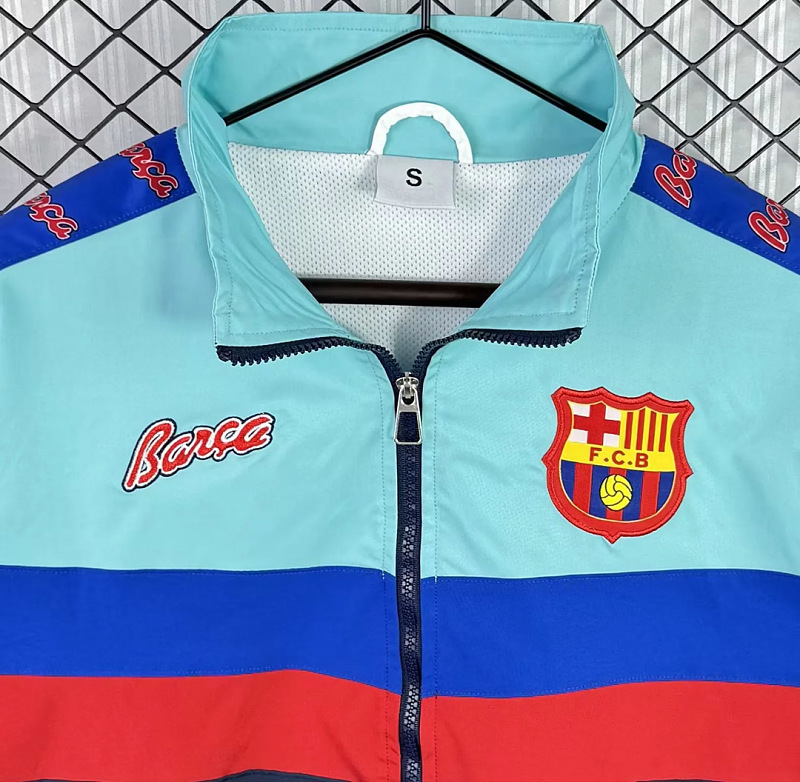 Barcelona 91/92 Barcelona Green Blue Windbreaker 3
