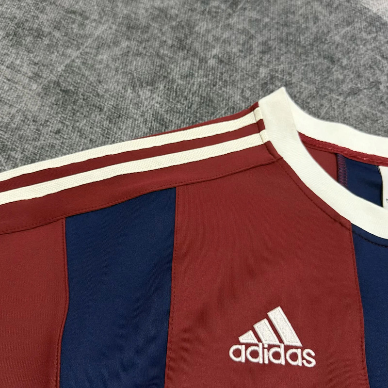 Bayern Munich 26/27 Bayern Munich Trefoil Retro Inspired Red Blue Short Sleeve Sweatshirt 7