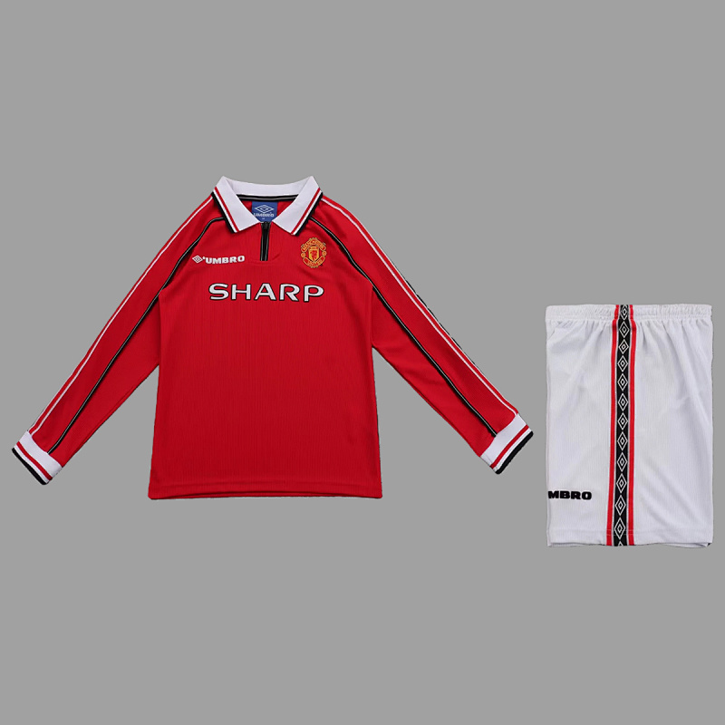 Manchester United 98/99 Manchester United Home Kids Long Sleeve Retro Size 16-28