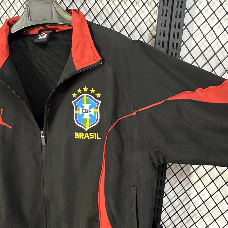 Brasile Brazil Black Red Anthem Windbreaker 2