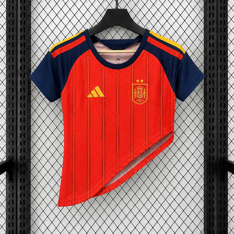 Spagna Spain Home 2 Stars Women Asymmetric Hem Crop Jersey