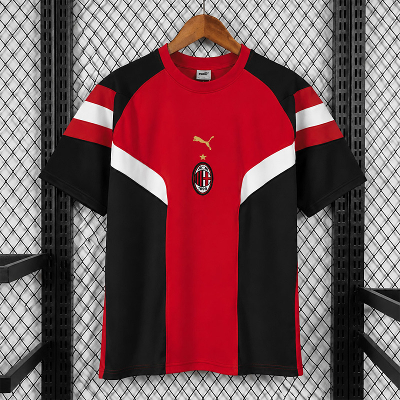 Milan 26/27 AC Milan Retro Inspired Red Black Short Sleeve Sweatshirt