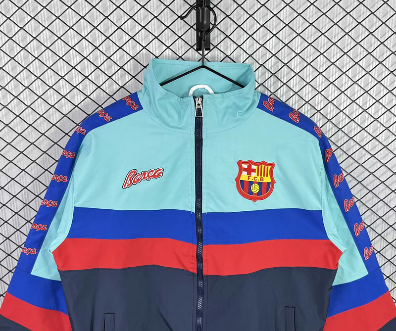 Barcelona 91/92 Barcelona Green Blue Windbreaker 5