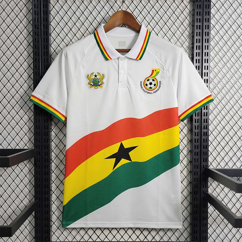 Nazionale Ghana White National Flag Diagonal Polo Shirt