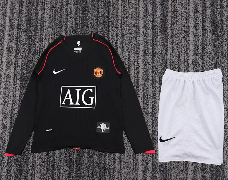 Manchester United 07/08 Manchester United Away Long Sleeve Kids Retro Size 16-28 2