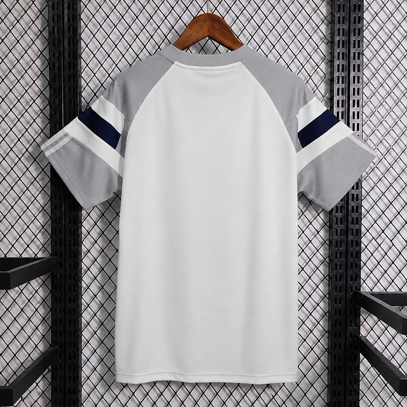 Real Madrid 26/27 Real Madrid Trefoil Retro Inspired White Grey Navy Short Sleeve Sweatshirt 6