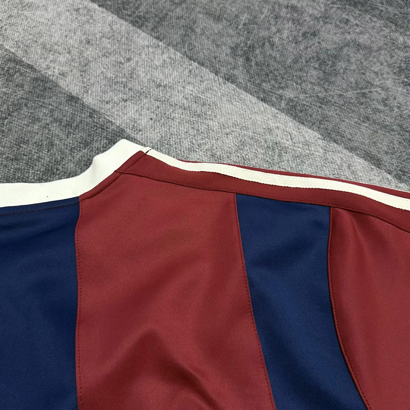 Bayern Munich 26/27 Bayern Munich Trefoil Retro Inspired Red Blue Short Sleeve Sweatshirt 6