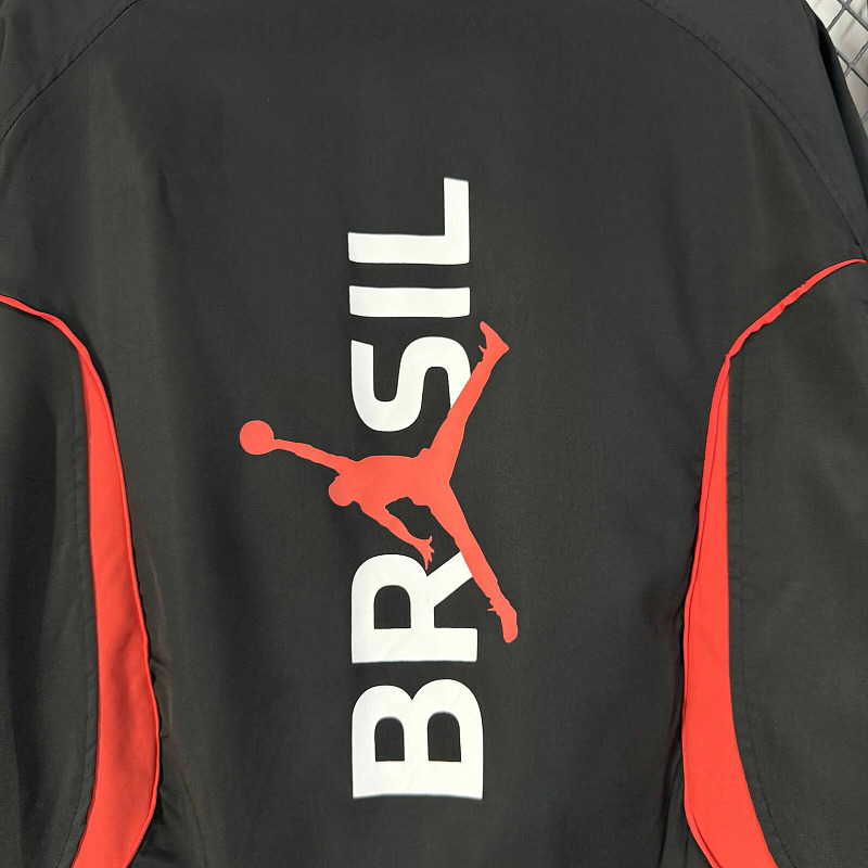 Brasile Brazil Black Red Anthem Windbreaker 4
