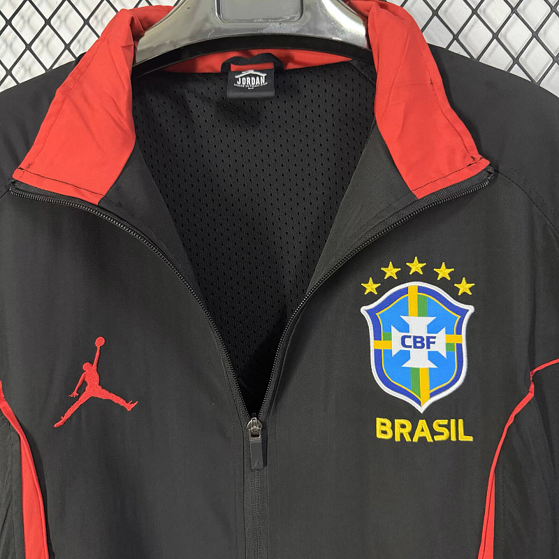 Brasile Brazil Black Red Anthem Windbreaker 5