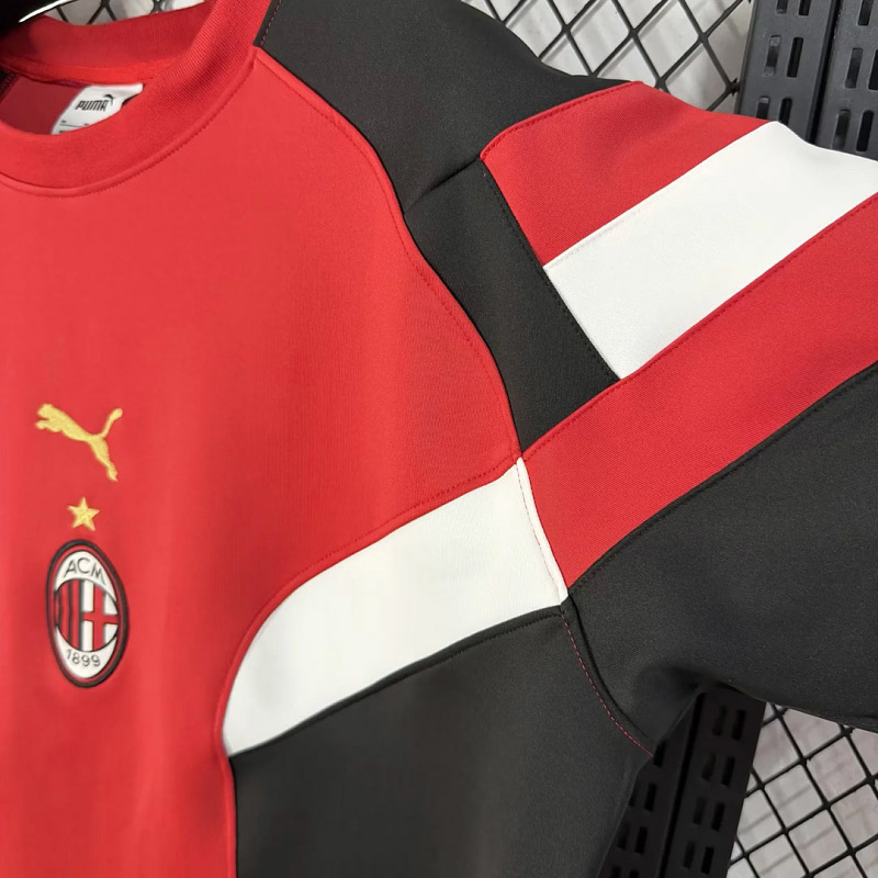Milan 26/27 AC Milan Retro Inspired Red Black Short Sleeve Sweatshirt 3