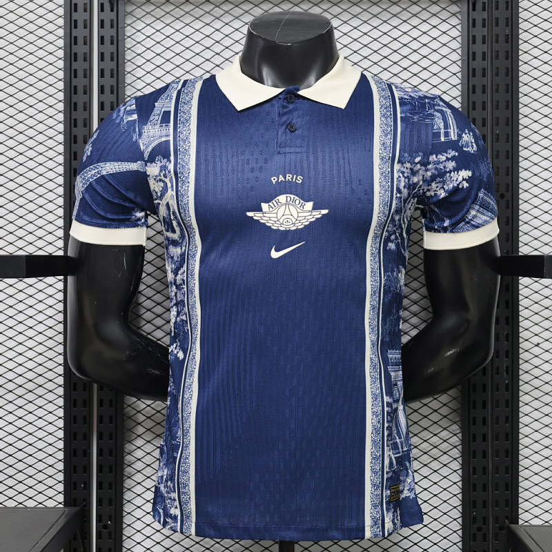 PSG 26/27 PSG x Dior Concept Toile de Jouy Navy Player Polo Shirt
