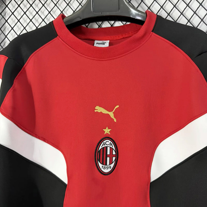 Milan 26/27 AC Milan Retro Inspired Red Black Short Sleeve Sweatshirt 5