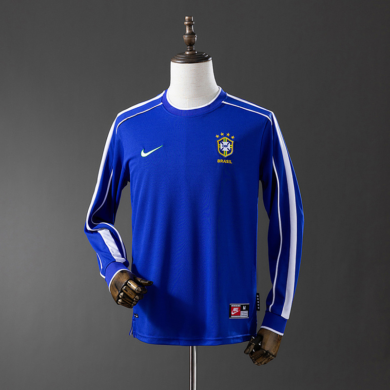 Brasile Brazil 1998 Away Retro Long Sleeve Jersey S-XXL