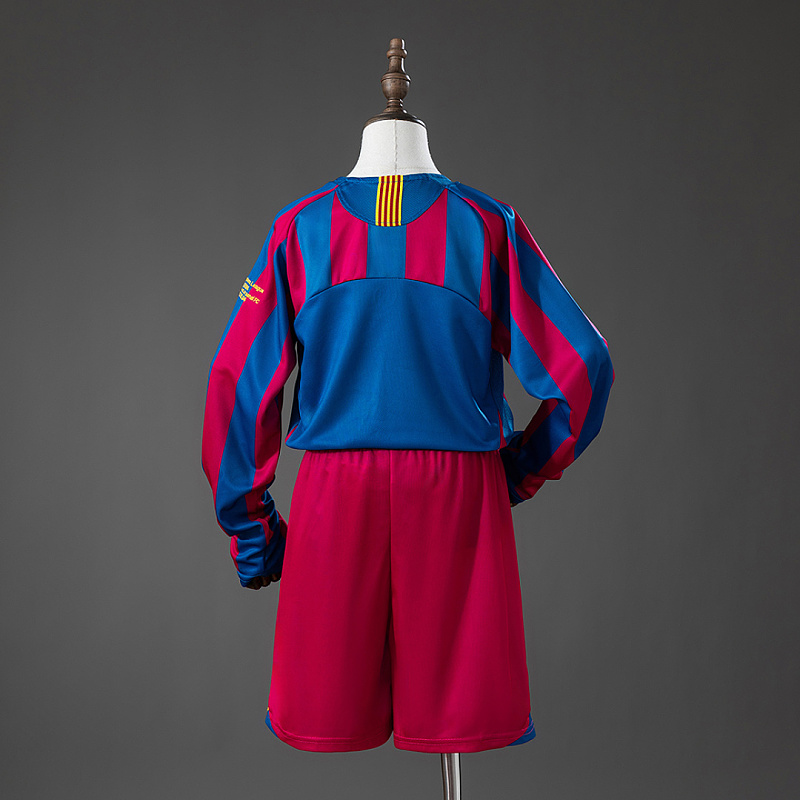 Barcelona Barcelona 05/06 Home (UEFA Champions League) Retro Long Sleeve Kids Kit Jersey SIZE 16-28 2