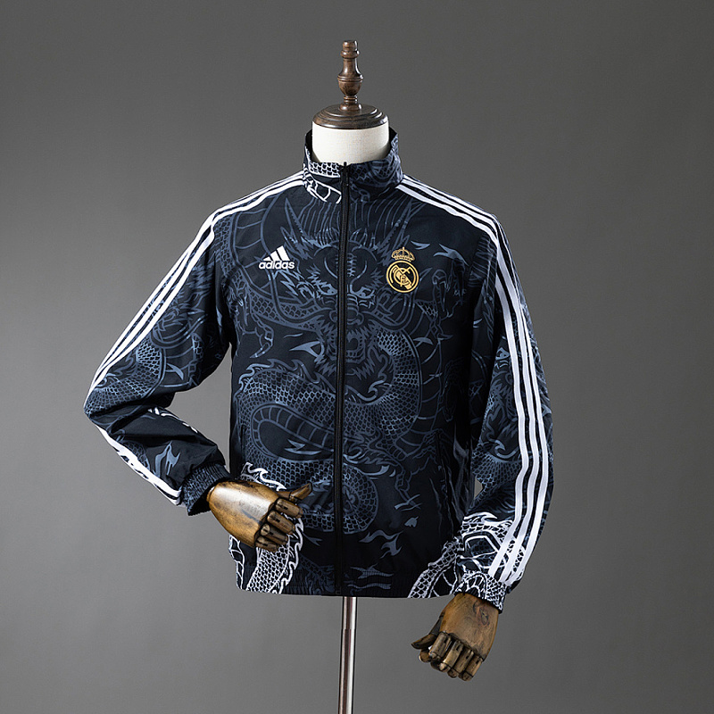 Real Madrid Real Madrid Reversible Jacket Windbreaker - Black&Black Dragon S-XXL 4