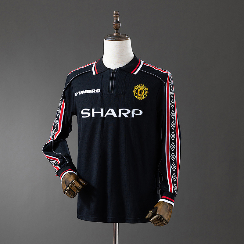 M-U 1998/99 M-U 1998/99 Black Long Sleeve Retro Jersey S-XXL