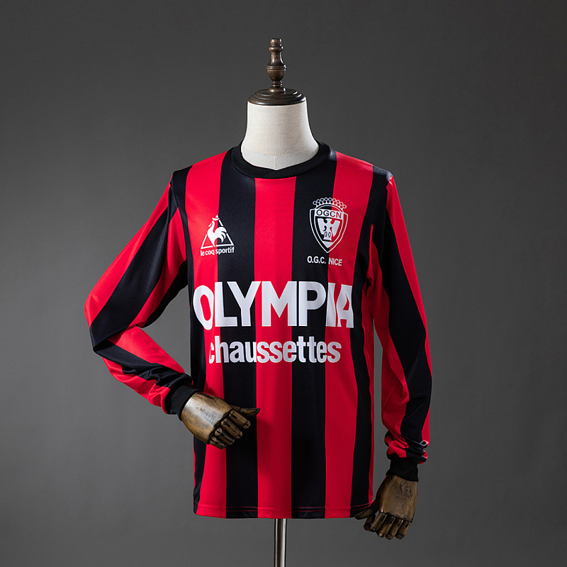 Nice OGC Nice 77/78 Home Long-Sleeve Retro Jersey S-XXL