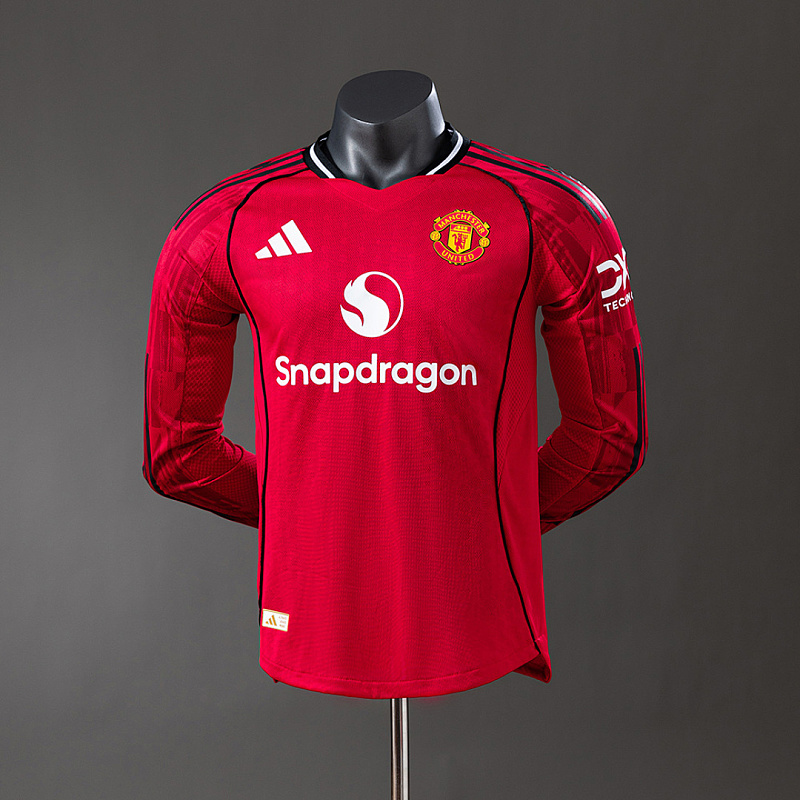 M-U Long M-U 25/26 Home Long Sleeve Player Jersey S-3XL