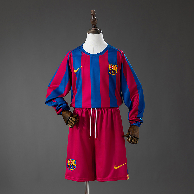 Barcelona Barcelona 05/06 Home (League Edition) Retro Long Sleeve Kids Kit Jersey SIZE 16-28