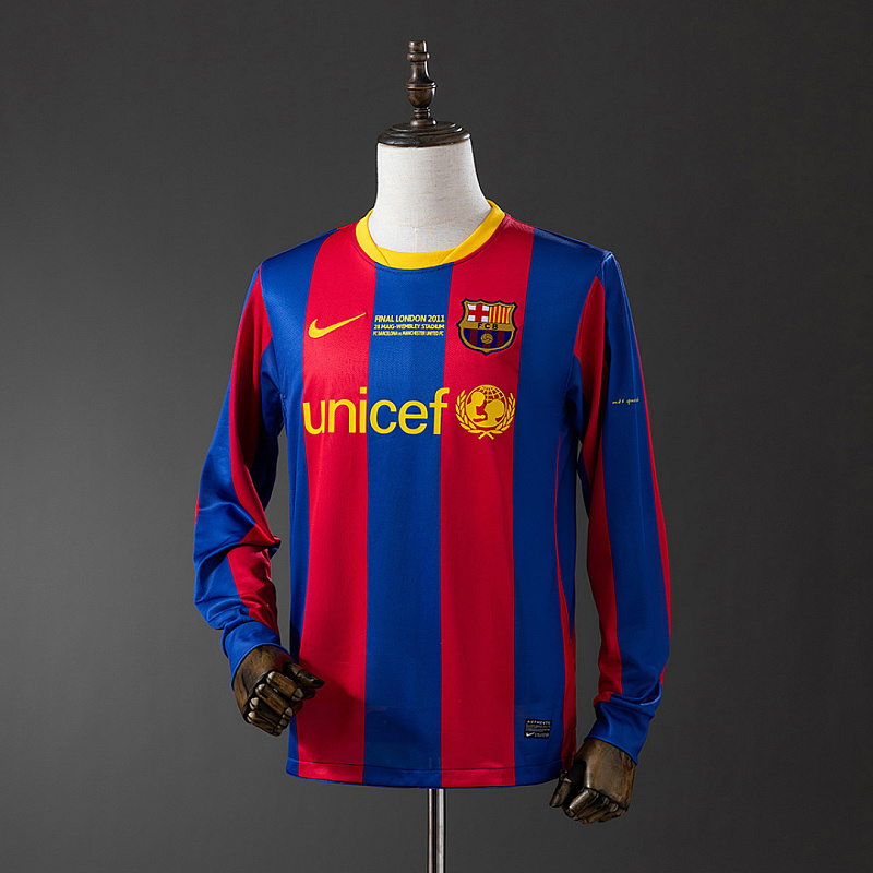 Barcelona Barcelona 2010/11 Home Champions League Edition Long Sleeve Retro Jersey S-XXL