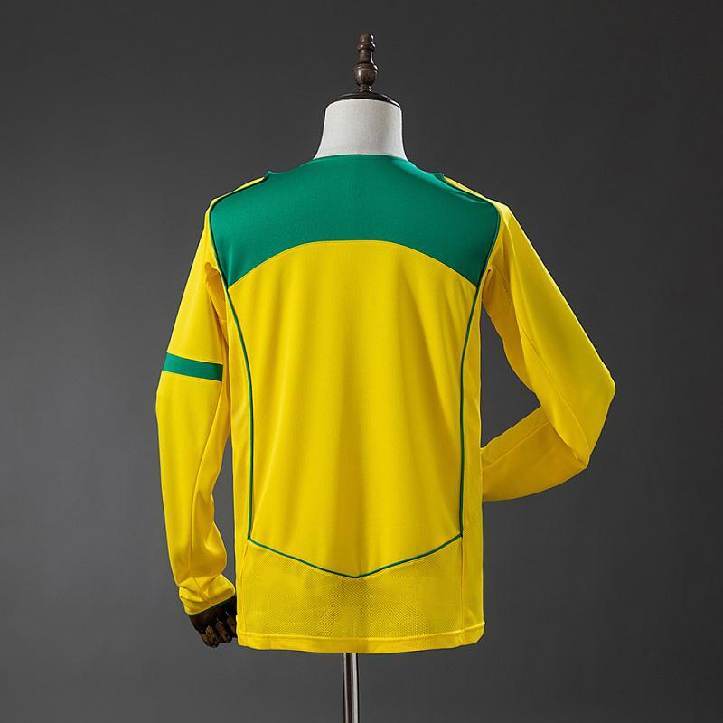 Brasile Brazil 2004 Home Long-Sleeved Retro Jersey S-XXL 2