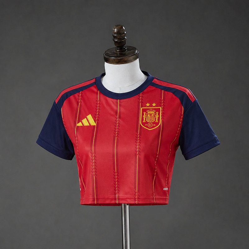 Spagna Spain 2026 Home 2-Star Champion Edition Womens Crop Jersey S-XXL