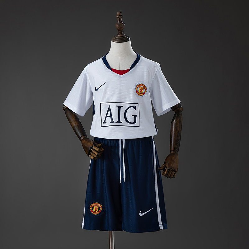 M-U 0809 M-U 0809 Away (League Edition) Retro Kids Kit Jersey Size 16-28