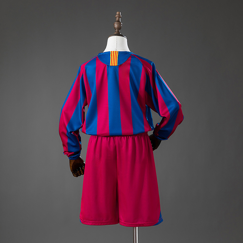 Barcelona Barcelona 05/06 Home (League Edition) Retro Long Sleeve Kids Kit Jersey SIZE 16-28 2