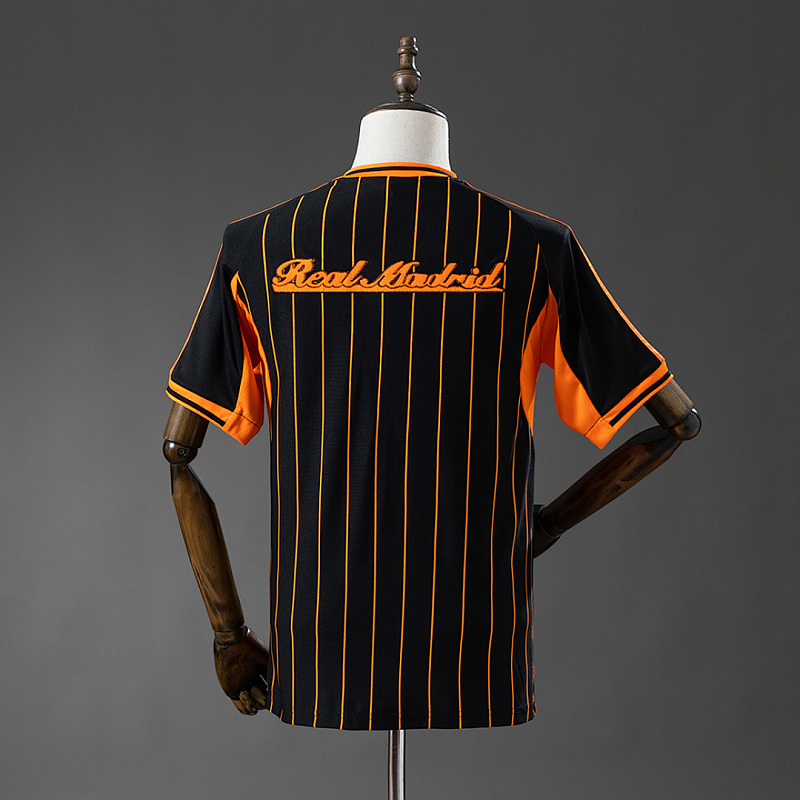 Real Madrid Real Madrid 25/26 Baseball - Black and Orange Striped Jersey S-4XL 2