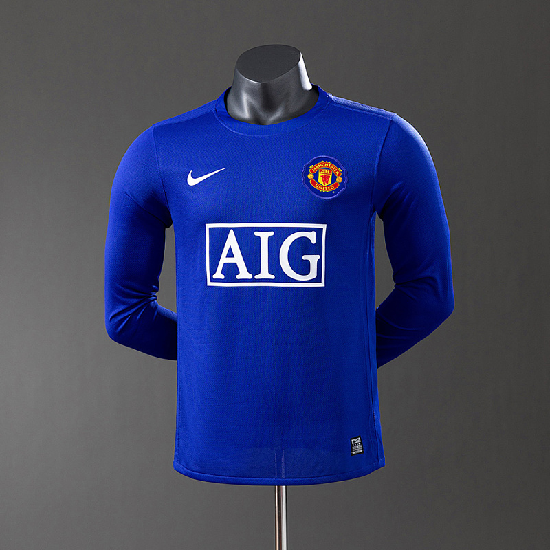 M-U Long M-U 08/09 Third Away Long Sleeve Player Retro Jersey S-3XL