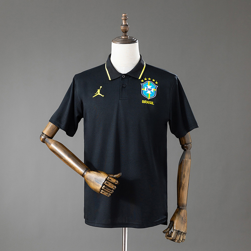 Brasile Brazil 2026 Polo Black Jersey S-XXL