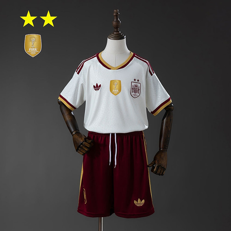 Spagna Spain 2026 Away 2-Star Champion Edition Kids Kit Jersey Size 16-28