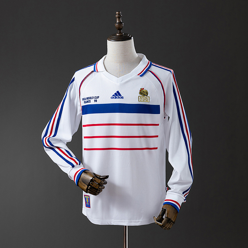 Francia France 1998 Away Long Sleeve Retro Jersey S-XXL