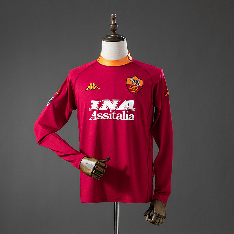 Roma Roma 00/01 Home Long Sleeve Retro Jersey S-XXL