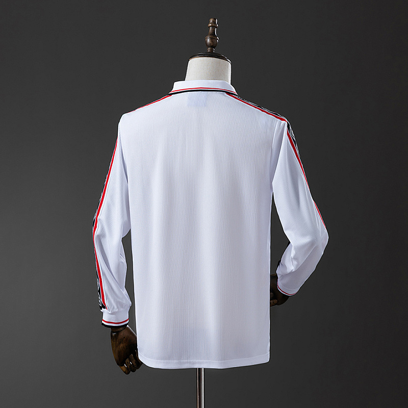 M-U White M-U 98/99 White Long Sleeve Retro Jersey S-XXL 2