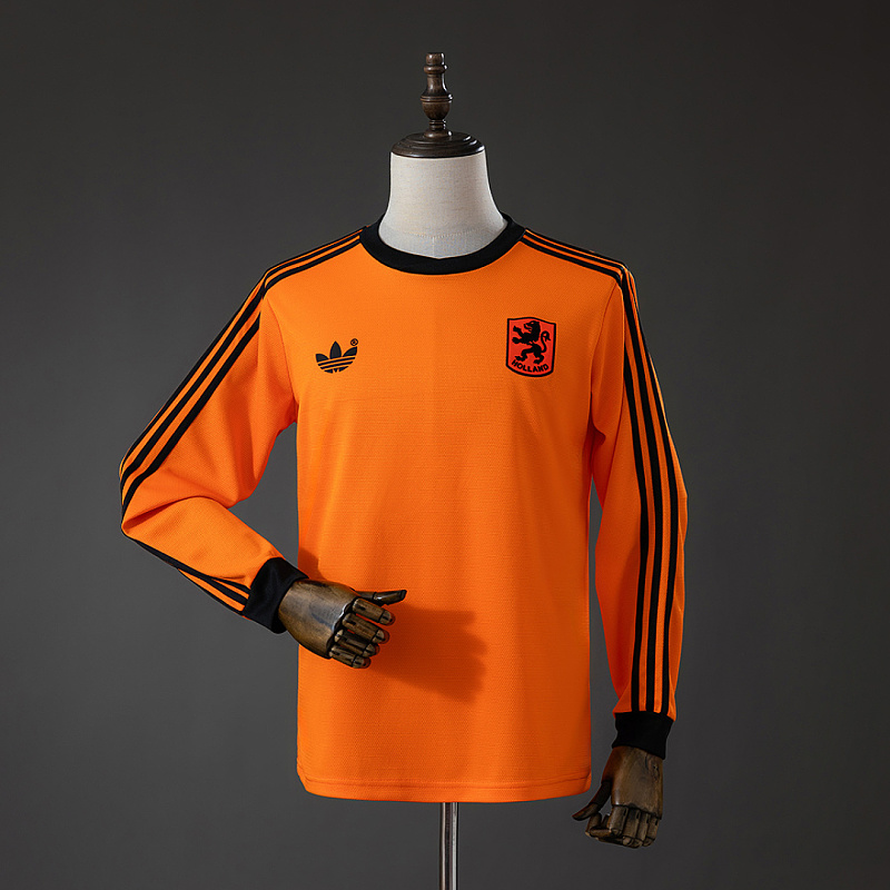 Olanda Netherlands 1980 Home Retro Long Sleeved Jersey S-XXL