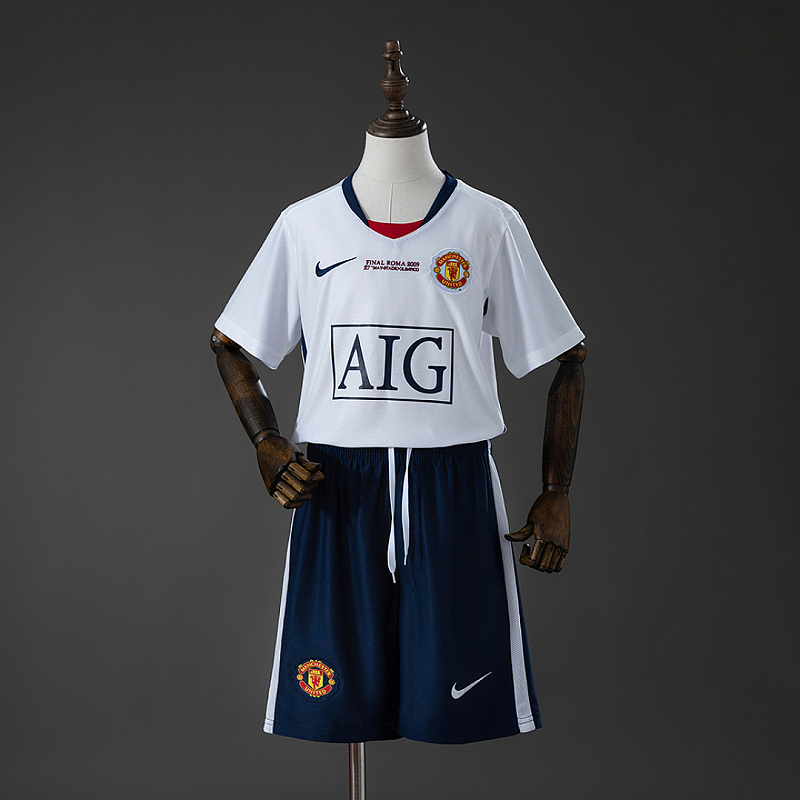 M-U (UEFA M-U 08/09 Away (UEFA Champions League) Retro Kids Kit Jersey SIZE 16-28