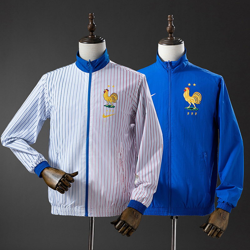 French Reversible French Reversible Jacket Windbreaker - White & Blue S-XXL