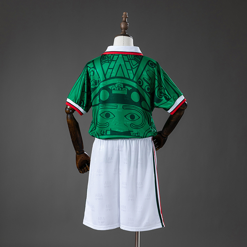 Messico Mexico 1998 Home Retro Kids Kit Jersey Size 16-28 2