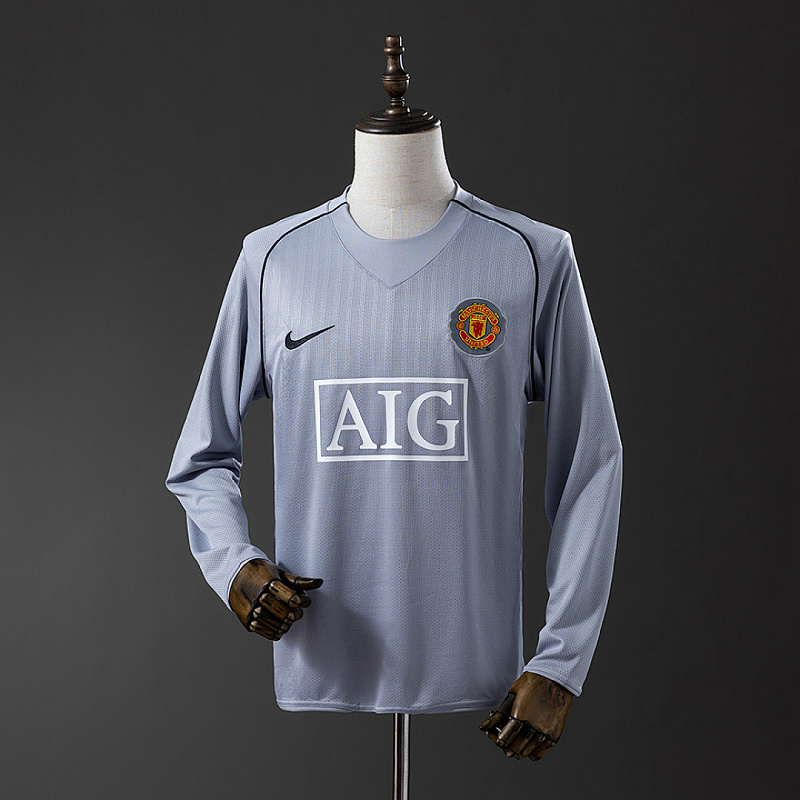 M-U 2007 M-U 2007 Goalkeeper Grey Long Sleeve Retro Jersey S-XXL