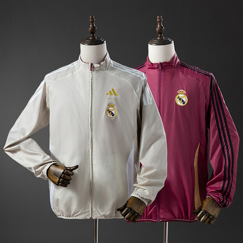 Real Madrid Real Madrid Reversible Jacket Windbreaker - Beige & Red S-XXL