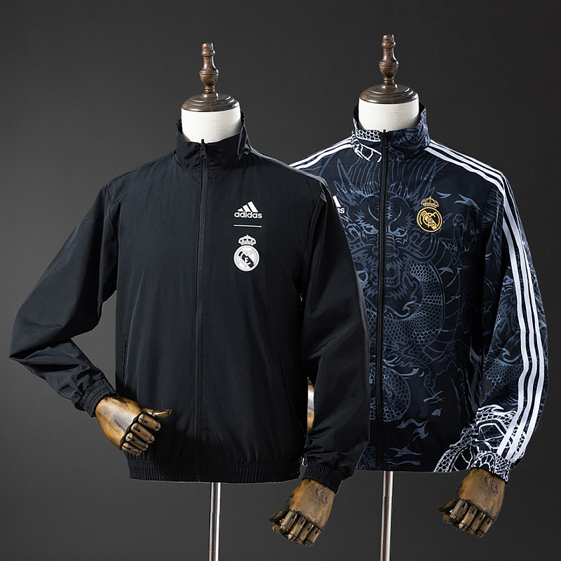Real Madrid Real Madrid Reversible Jacket Windbreaker - Black&Black Dragon S-XXL